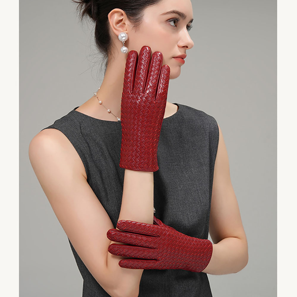 Wool Glove Lined - Kışlık Kadın Gerçek Deri Sıcak Dokuma